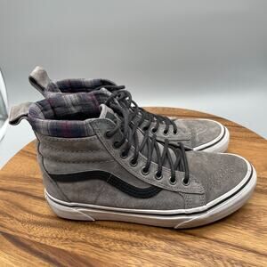Vans Sk8 Hi Shoes Womens Size 8.5 Gray Plaid Skate Casual Comfort Sneakers